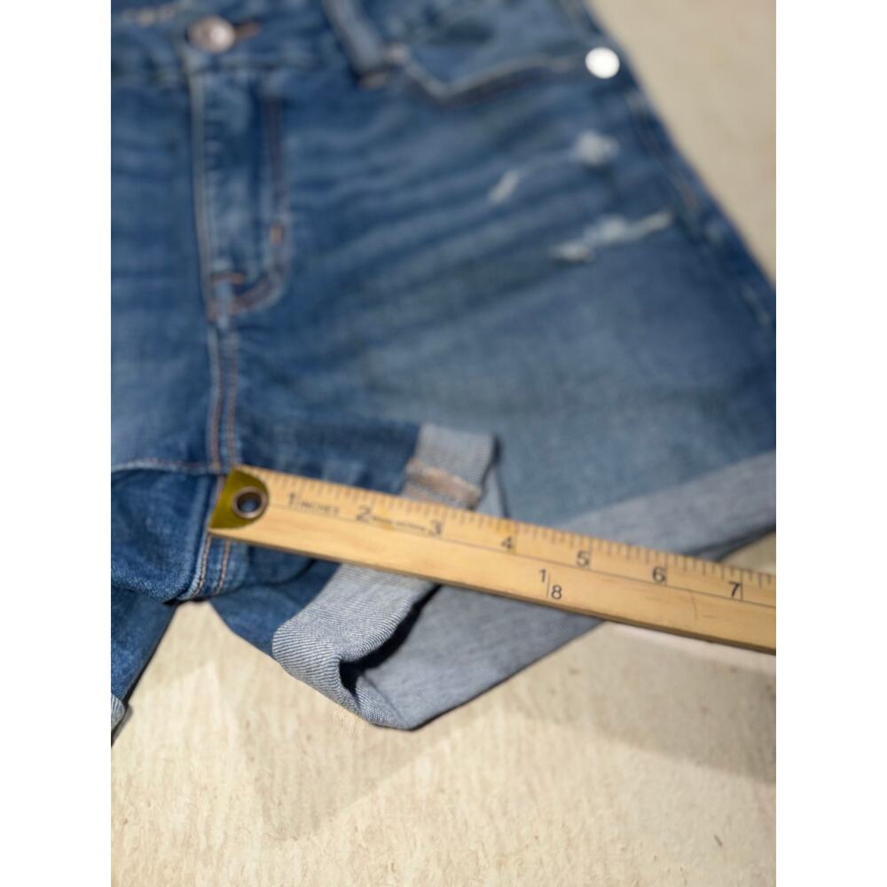 American Eagle women’s new stretch curvy v-rise midi blue jeans shorts - Picture 7 of 16